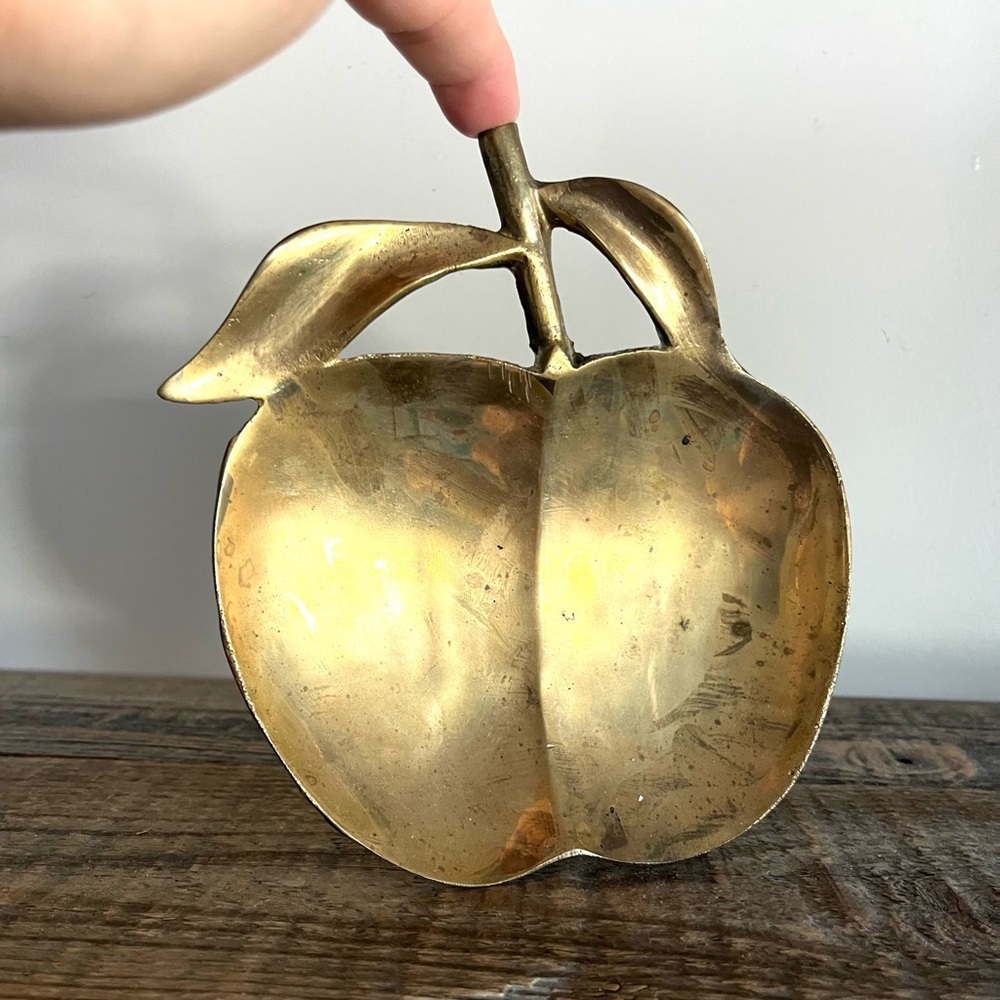 Vintage brass apple dish